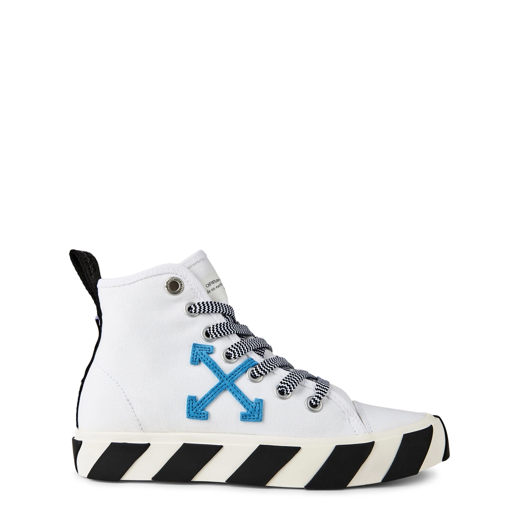 Off White Vulcanized Mid Top Trainers - White Blue